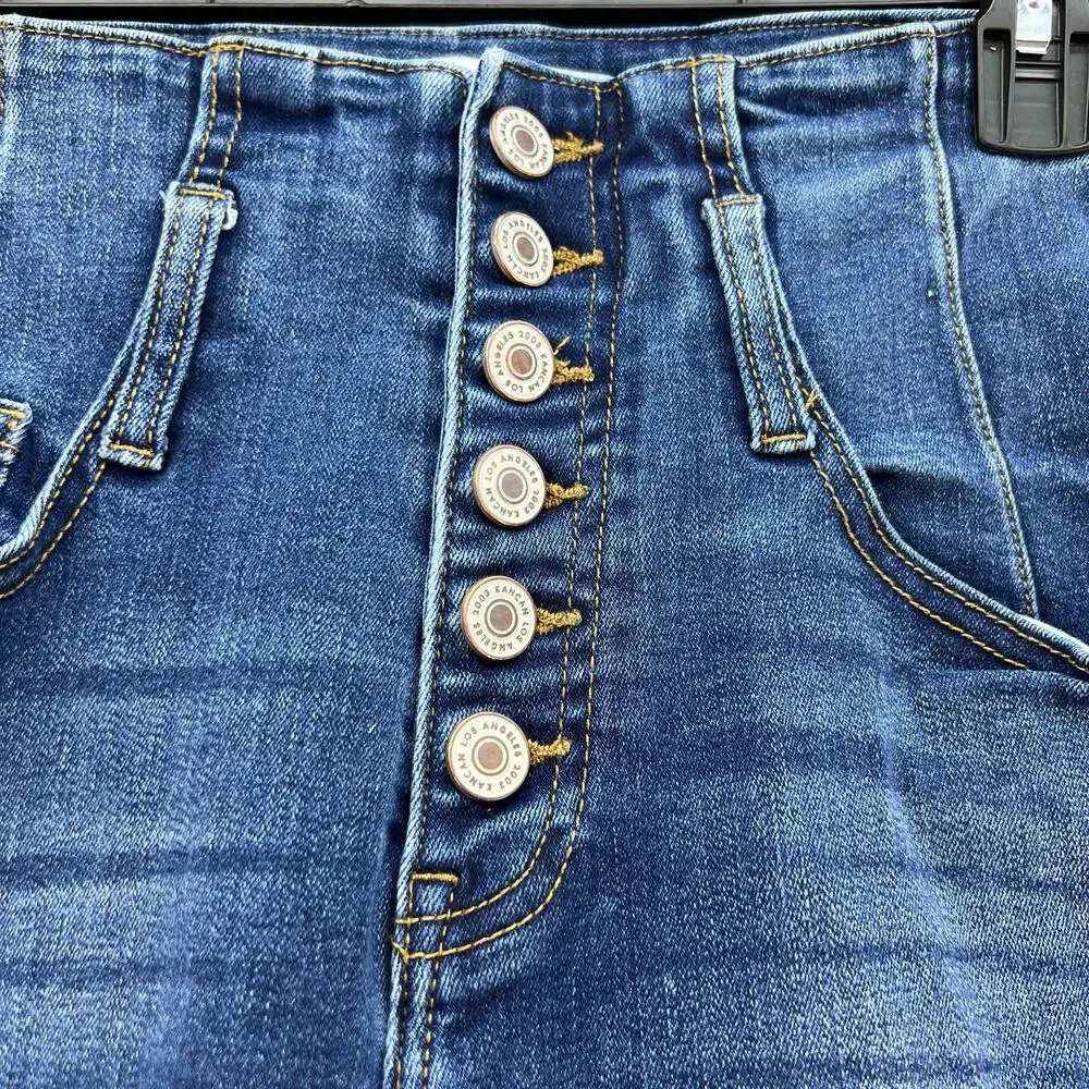 KanCan Jeans Women's 25 (2) Blue High Rise Button Fly Skinny Ankle Preppy School - Picture 2 of 14